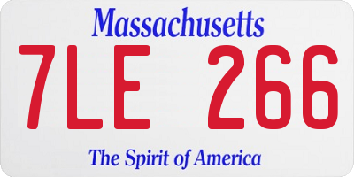 MA license plate 7LE266