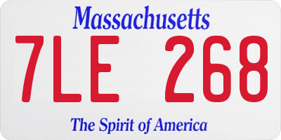MA license plate 7LE268