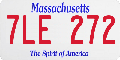 MA license plate 7LE272