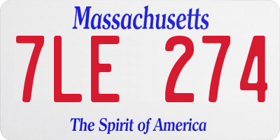 MA license plate 7LE274