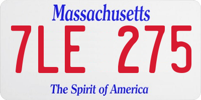 MA license plate 7LE275