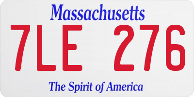 MA license plate 7LE276