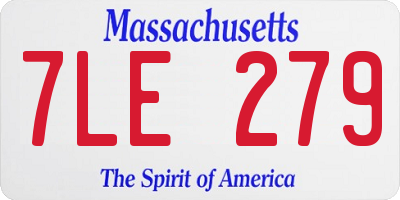 MA license plate 7LE279