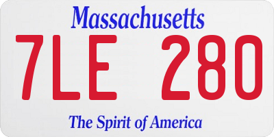 MA license plate 7LE280