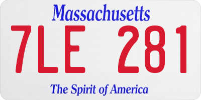 MA license plate 7LE281