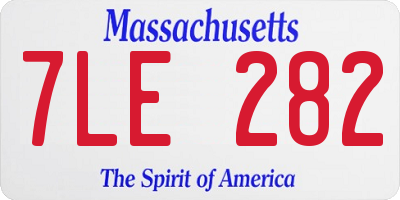 MA license plate 7LE282