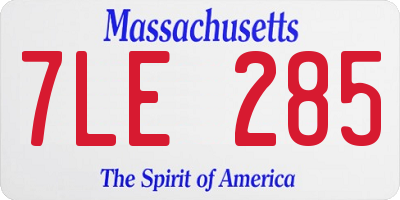 MA license plate 7LE285