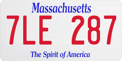 MA license plate 7LE287
