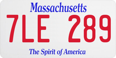 MA license plate 7LE289