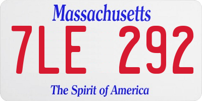 MA license plate 7LE292