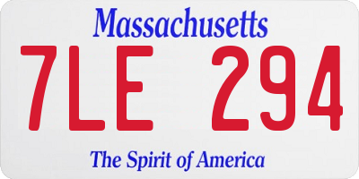 MA license plate 7LE294