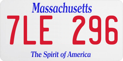 MA license plate 7LE296