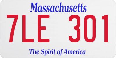 MA license plate 7LE301