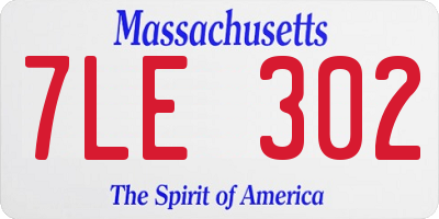 MA license plate 7LE302
