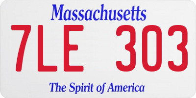 MA license plate 7LE303