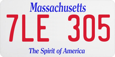 MA license plate 7LE305