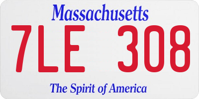 MA license plate 7LE308