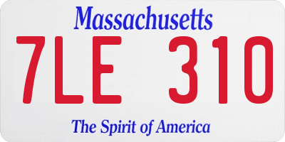 MA license plate 7LE310