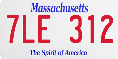 MA license plate 7LE312