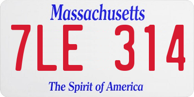 MA license plate 7LE314