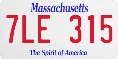 MA license plate 7LE315