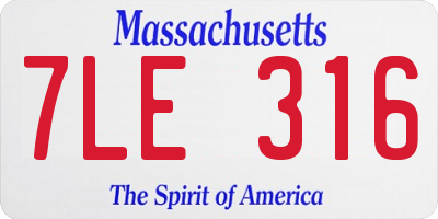 MA license plate 7LE316