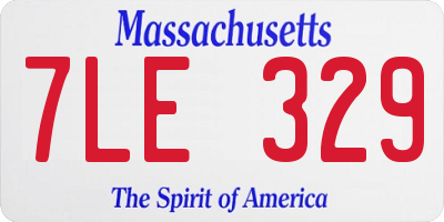 MA license plate 7LE329