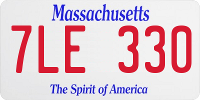 MA license plate 7LE330