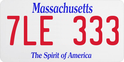 MA license plate 7LE333