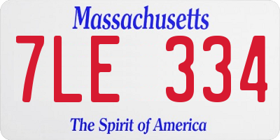 MA license plate 7LE334