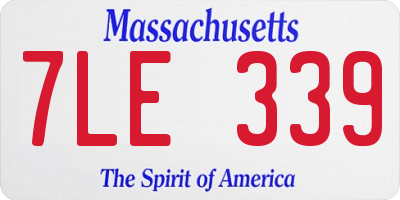 MA license plate 7LE339