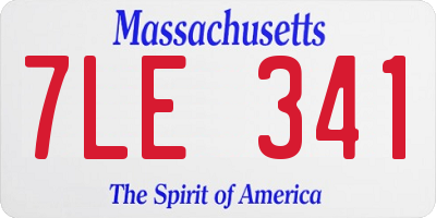 MA license plate 7LE341