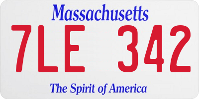 MA license plate 7LE342