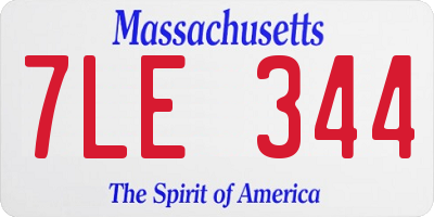 MA license plate 7LE344