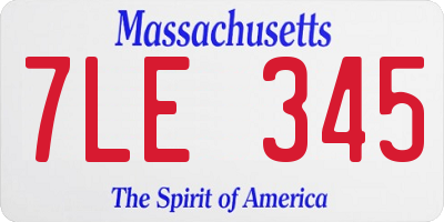MA license plate 7LE345