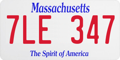 MA license plate 7LE347