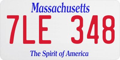 MA license plate 7LE348