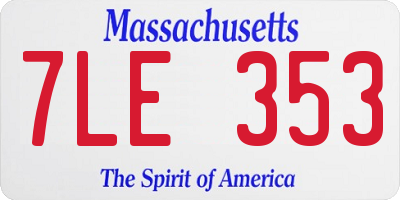 MA license plate 7LE353