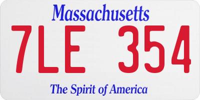MA license plate 7LE354