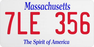 MA license plate 7LE356