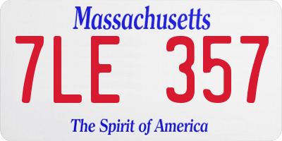 MA license plate 7LE357