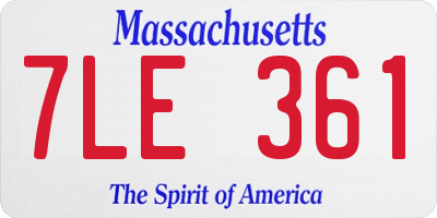 MA license plate 7LE361