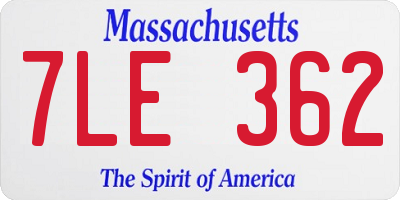 MA license plate 7LE362