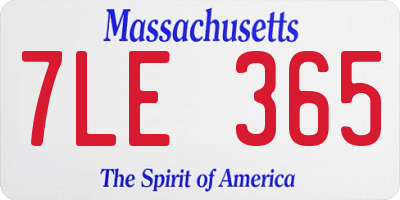 MA license plate 7LE365