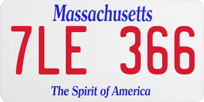 MA license plate 7LE366