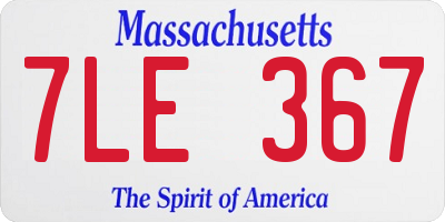 MA license plate 7LE367