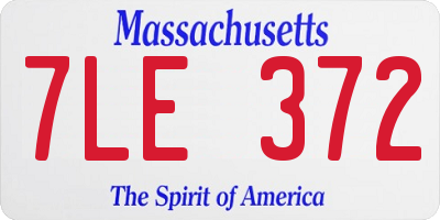 MA license plate 7LE372