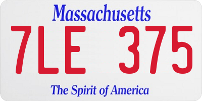 MA license plate 7LE375