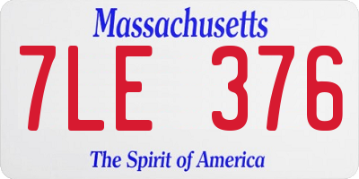 MA license plate 7LE376
