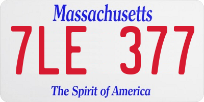 MA license plate 7LE377